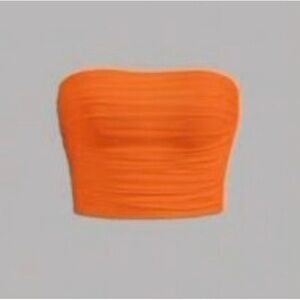 SHEIN Vibrant Orange Strapless Crop Top